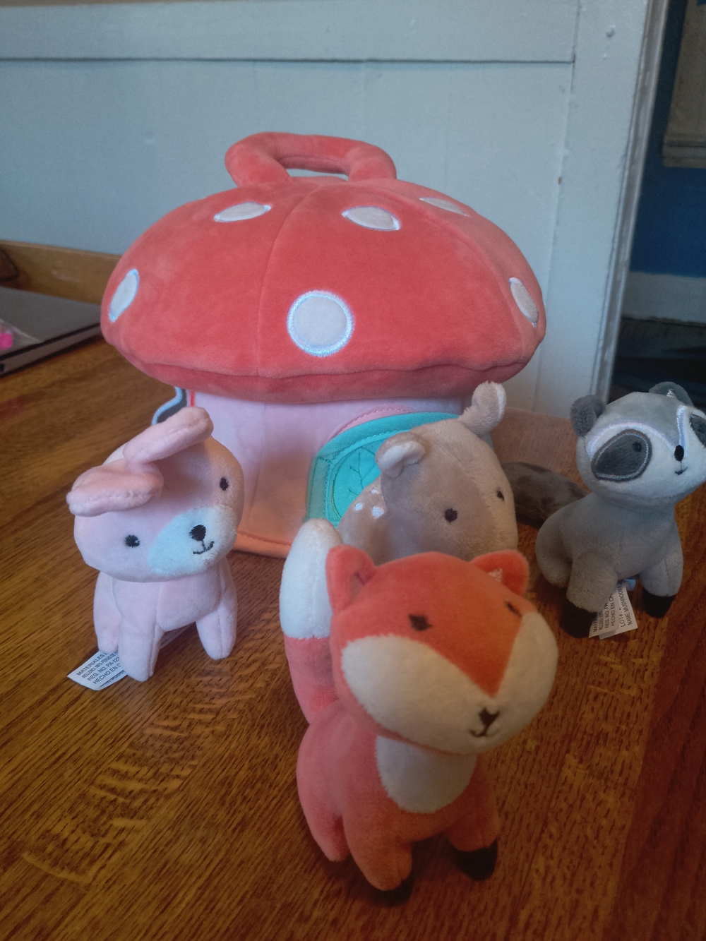 Super Cute Lambs & Ivy Interactive Plush Mushroom House Set - 4 Forest Friends